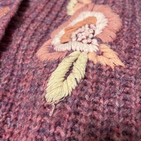 LoveShackFancy Snow Kiss Embroidered Brookie Wool-Blend Cardigan in Purple - Picture 5 of 6